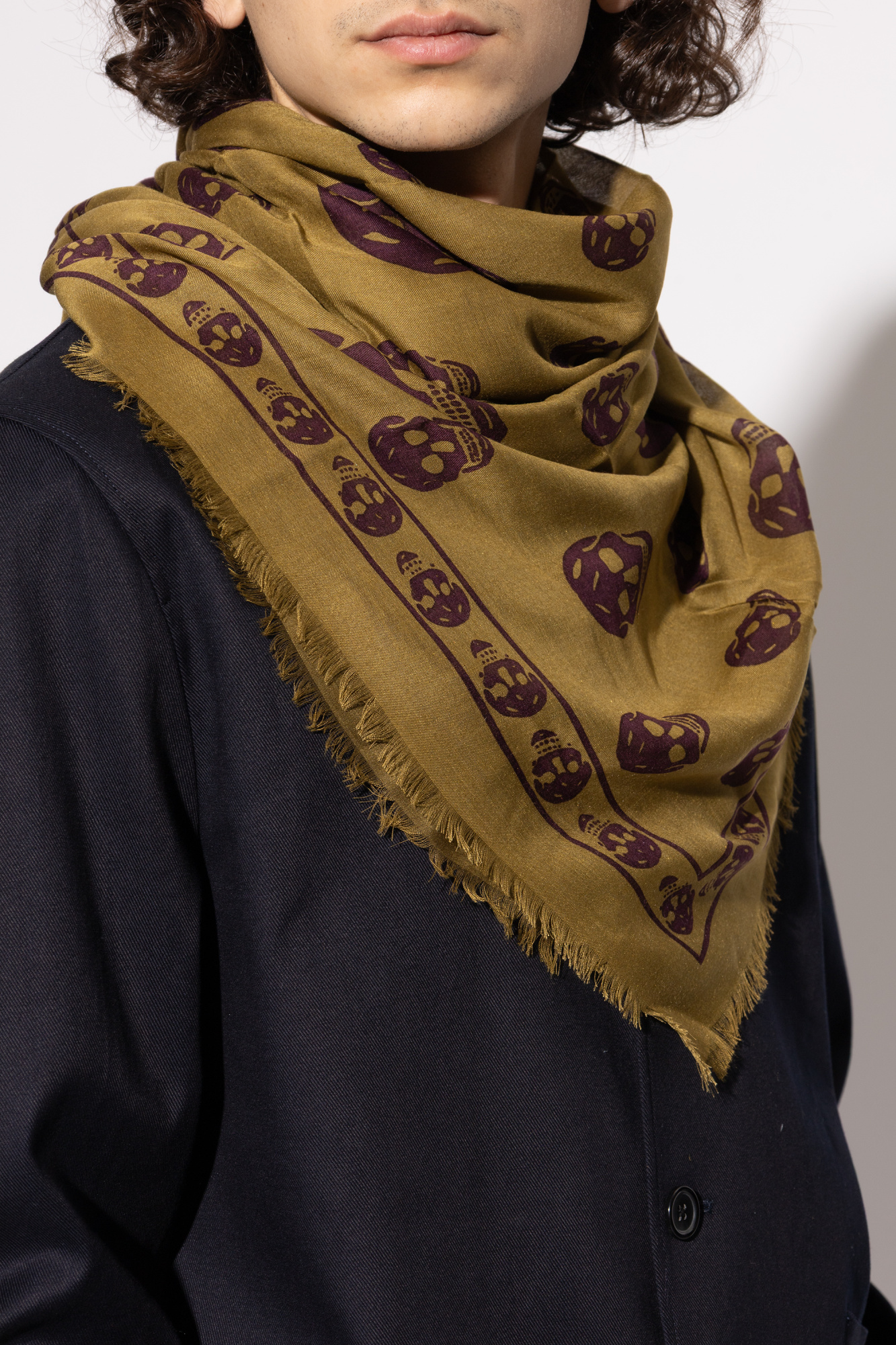【希少】 ALEXANDER McQUEEN ストール ドクロ ブラウン Alexander McQueen Scarf with a distinctive skull motif | Men's